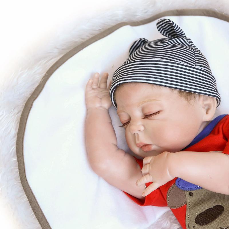 23/" Full Body Silicone Reborn Baby Sleeping Doll Soft Vinyl Lifelike Newborn Boy