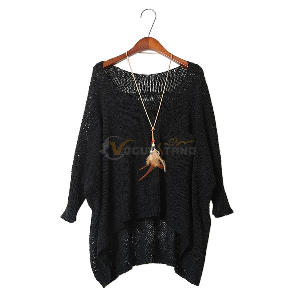 thin collar sleeve batwing see through irregular sweater thin collar sleeve batwing see through irregular sweater